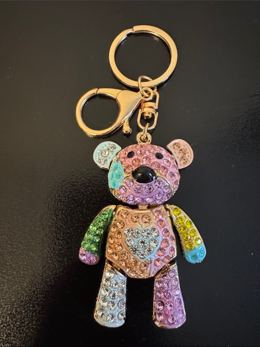 Crystal Teddy Bear Keychain - Multicolor